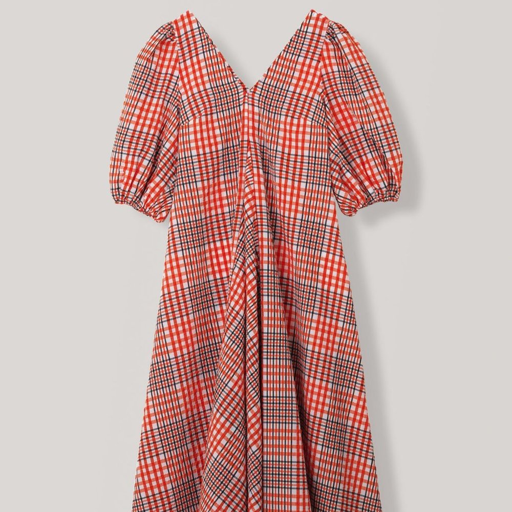 ISO GANNI CHARRON DRESS in Big Apple Plaid
